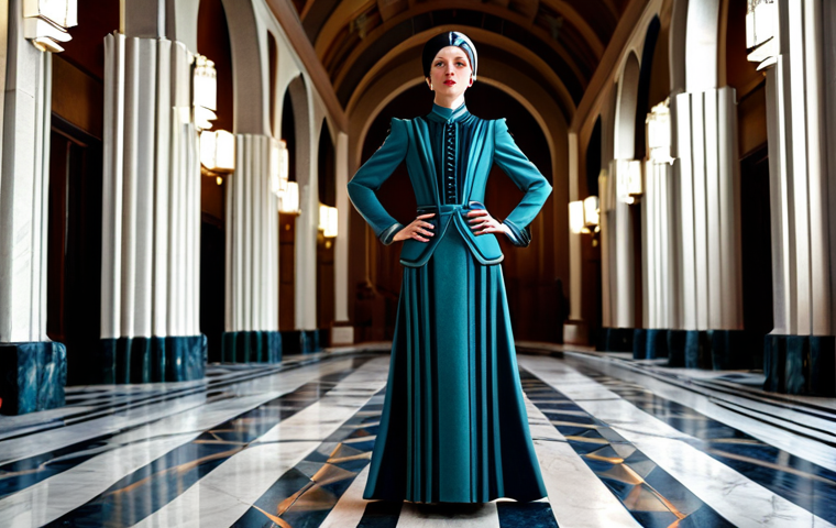 리버스 1999 게임 엔진 정보 - Art Deco Time Traveler**

"A fully clothed woman with intricate Art Deco-inspired clothing, standing...