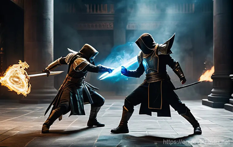 리버스 1999 속성 특화 아이템 - A dynamic, epic combat scene featuring three distinct Arcanists from Reverse: