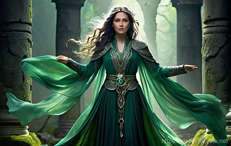 리버스 1999 레이드 주요 아이템 - **Prompt Title: Arcane Ascension Ritual**
A powerful, elegantly robed female Arcanist with an et...