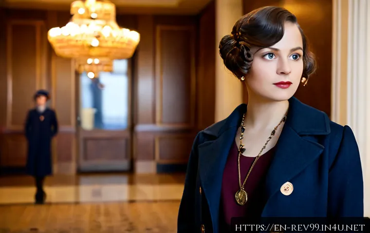 리버스 1999 게임 내 최고 인기 캐릭터 - Photorealistic cinematic portrait of an original elegant 1920s-inspired time traveler heroine, stand...